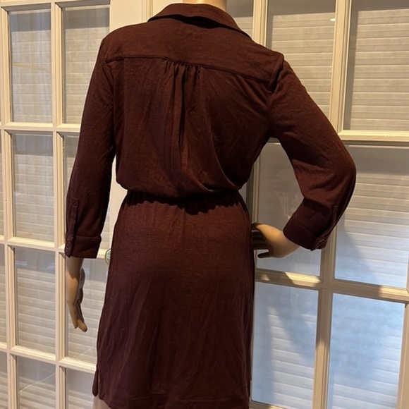 Loft cute maroon drawstring waist long sleeve dress - Picture 3 of 11